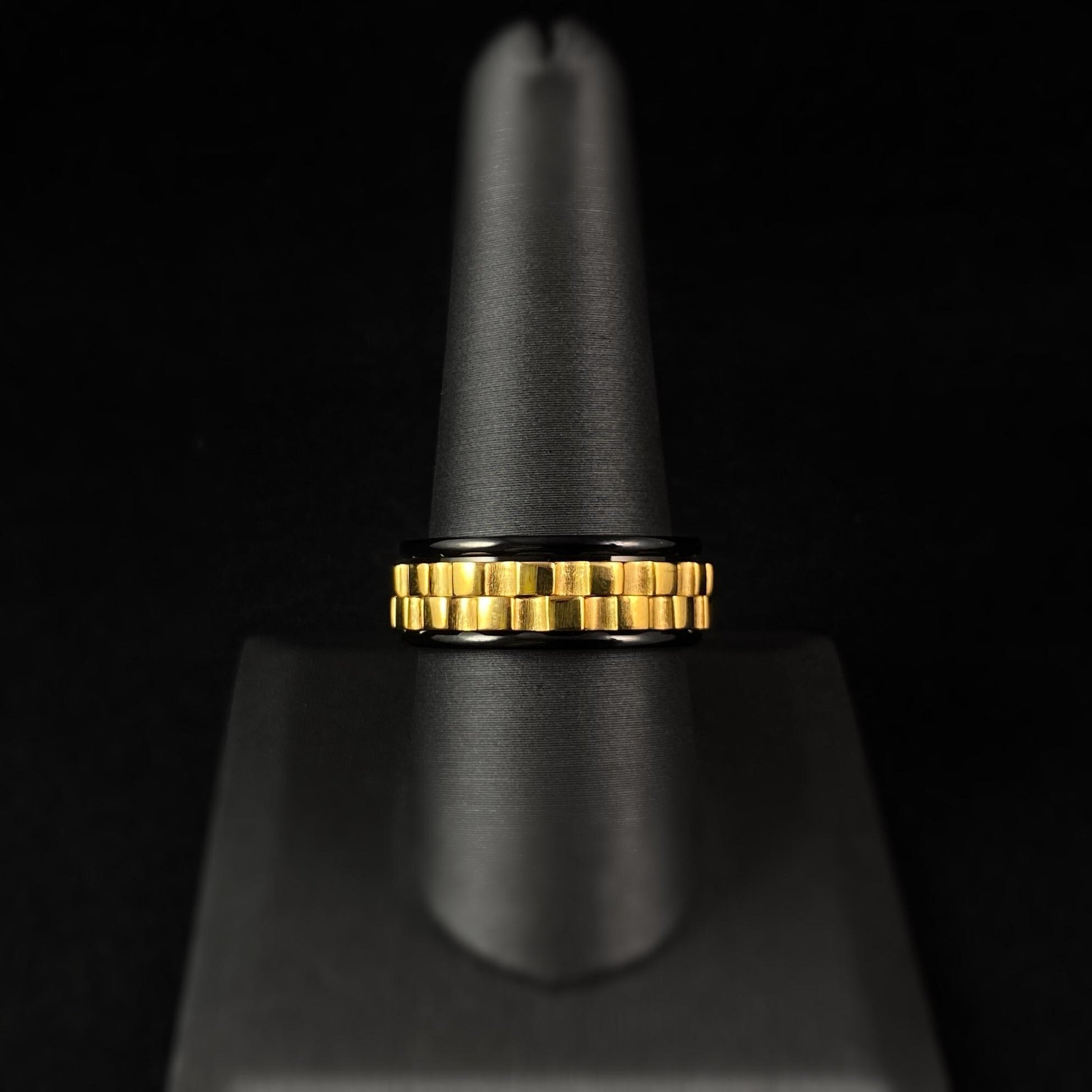 Cogwheel Fidget Spinner Ring, Black/Gold, Made in USA - Peri