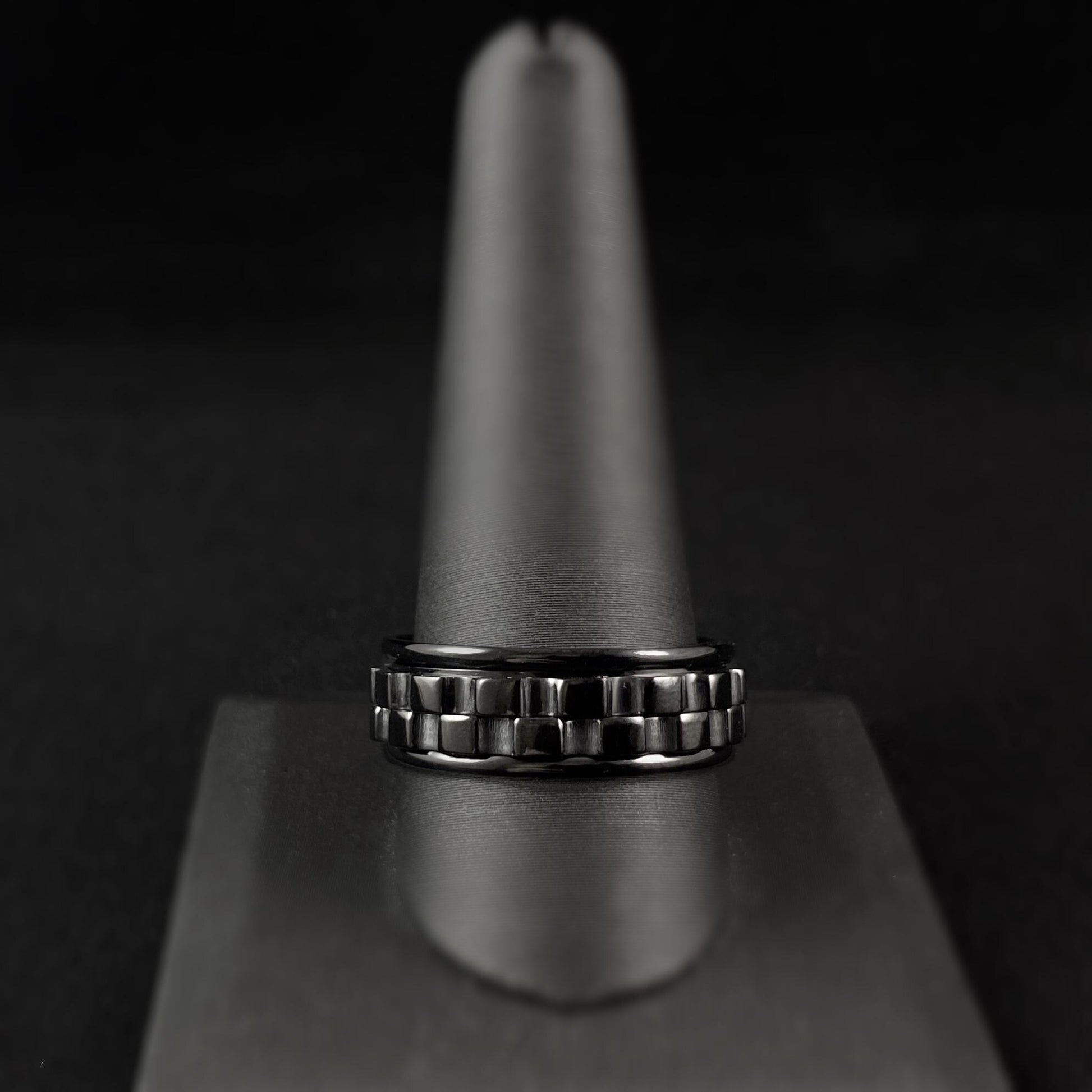 Cogwheel Fidget Spinner Ring, Black, Made in USA - Peri