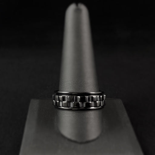 Cogwheel Fidget Spinner Ring, Black, Made in USA - Peri