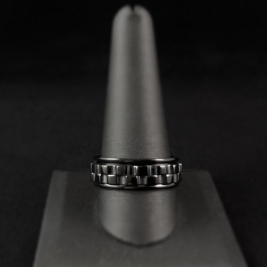 Cogwheel Fidget Spinner Ring, Black, Made in USA - Peri
