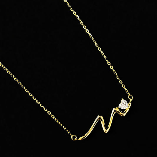 Gold Sea Wave with Heart Pendant Necklace, Made in USA - Peri