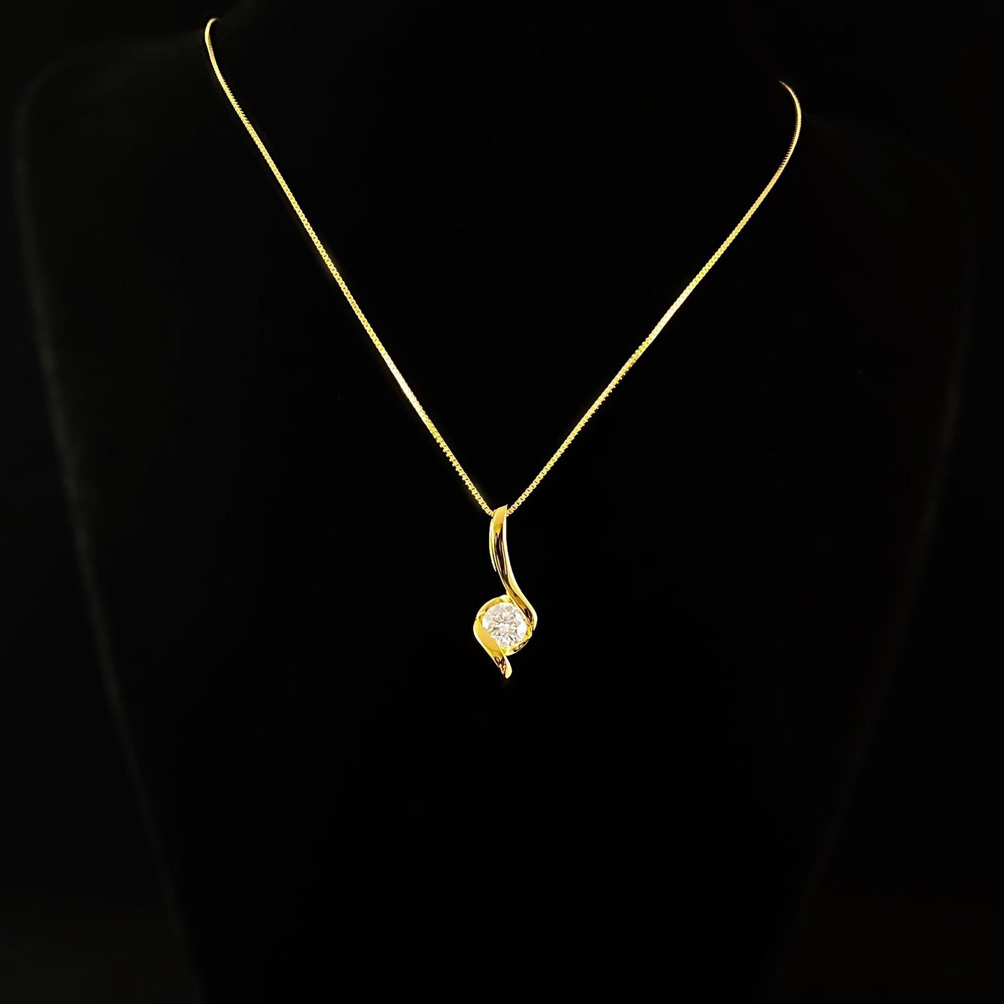 Gold Twist Moissanite Pendant Necklace, Made in USA - Peri