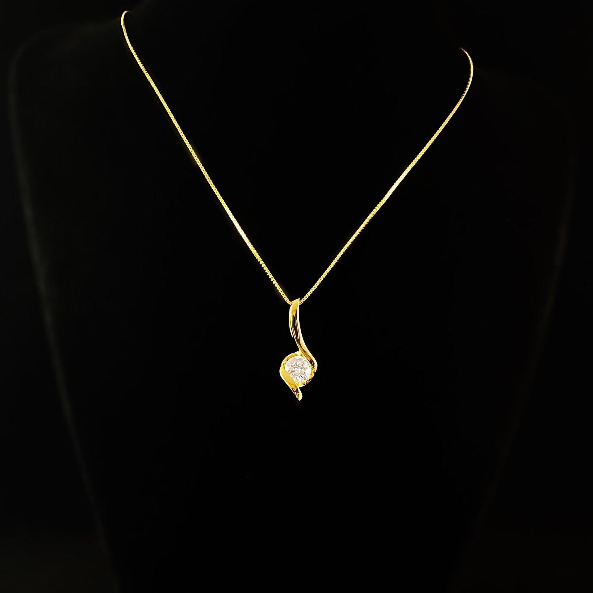 Gold Twist Moissanite Pendant Necklace, Made in USA - Peri