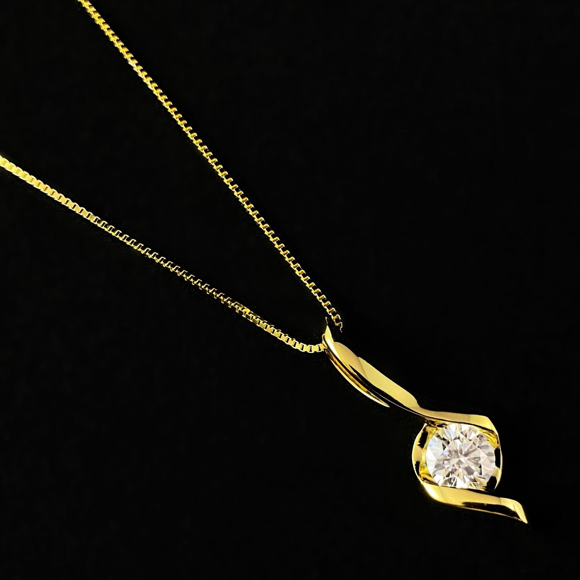 Gold Twist Moissanite Pendant Necklace, Made in USA - Peri