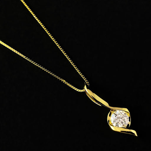 Gold Twist Moissanite Pendant Necklace, Made in USA - Peri
