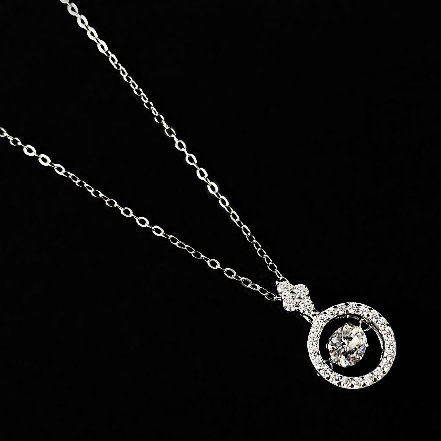 Silver Dancing Moissanite Pendant Necklace, Made in USA - Peri
