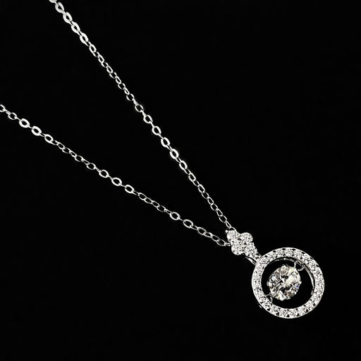 Silver Dancing Moissanite Pendant Necklace, Made in USA - Peri