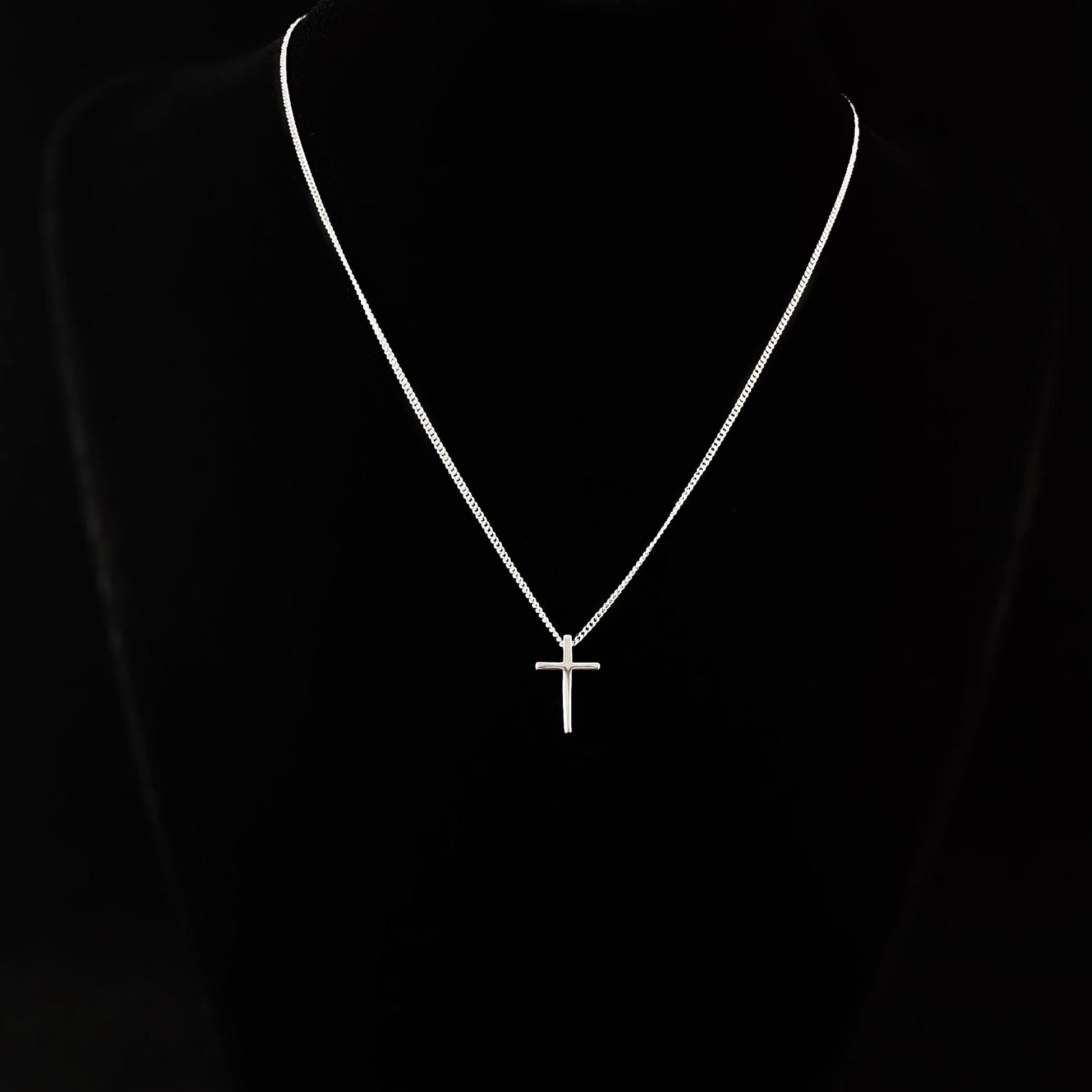 Dainty Silver Cross Pendant Necklace, Made in USA - Peri