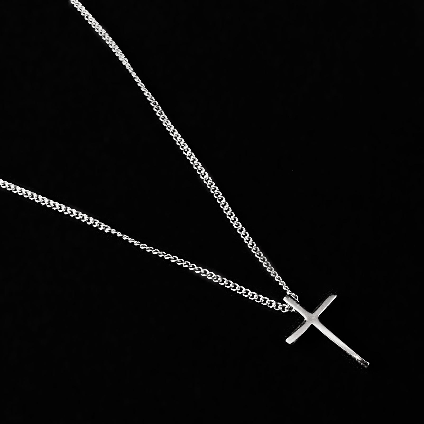 Dainty Silver Cross Pendant Necklace, Made in USA - Peri