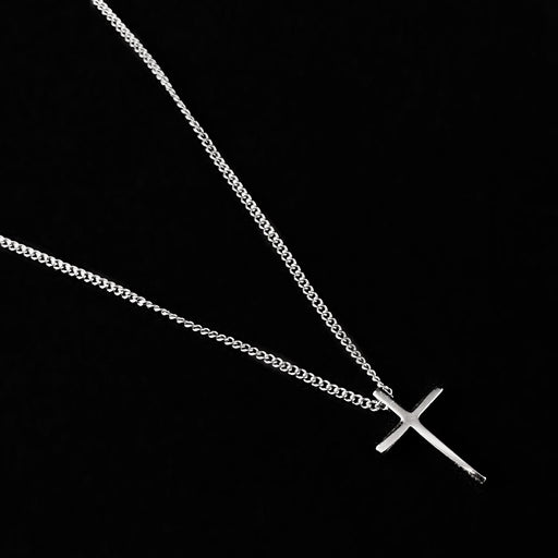 Dainty Silver Cross Pendant Necklace, Made in USA - Peri