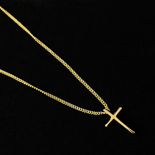Dainty Gold Cross Pendant Necklace, Made in USA - Peri