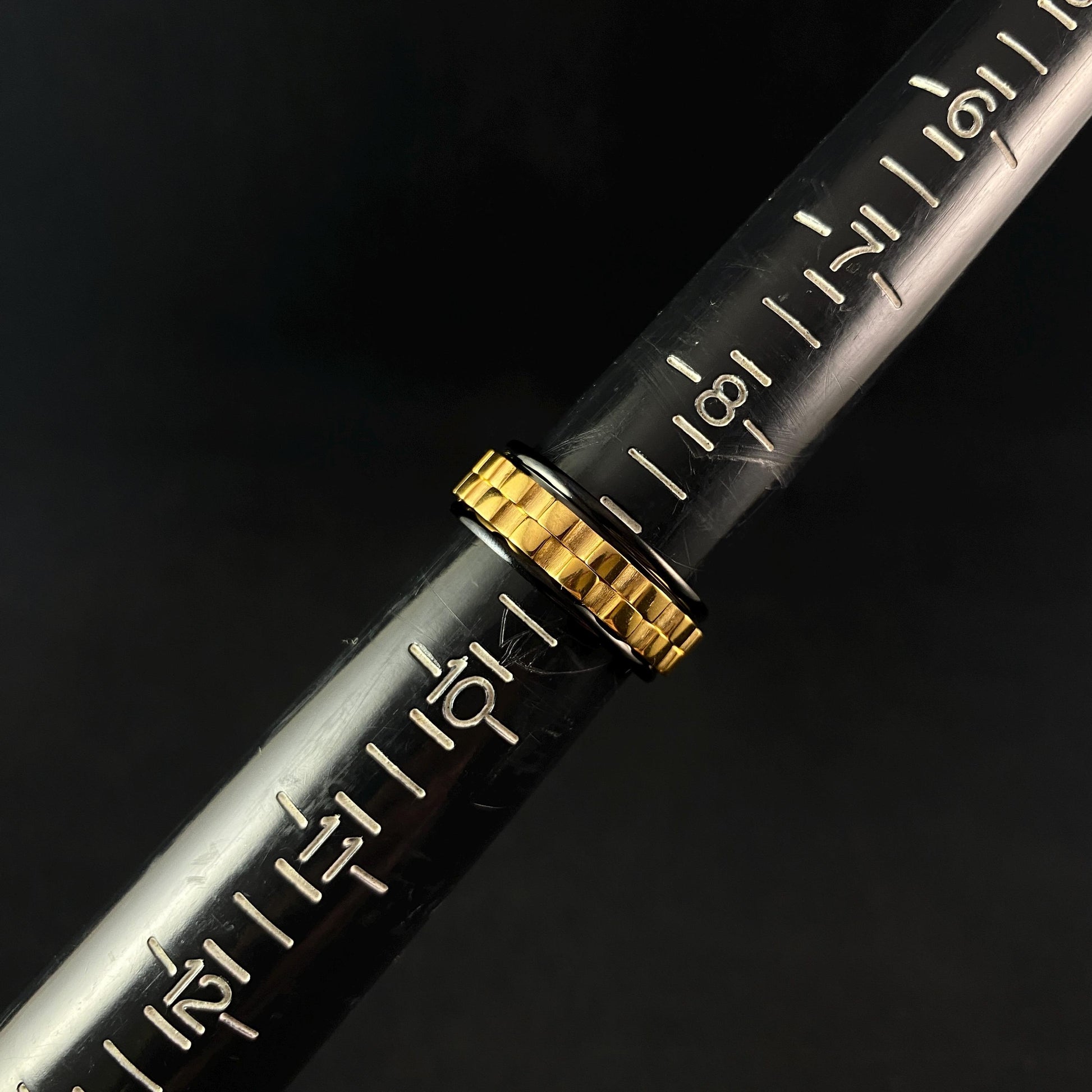 Cogwheel Fidget Spinner Ring, Black/Gold, Made in USA - Peri