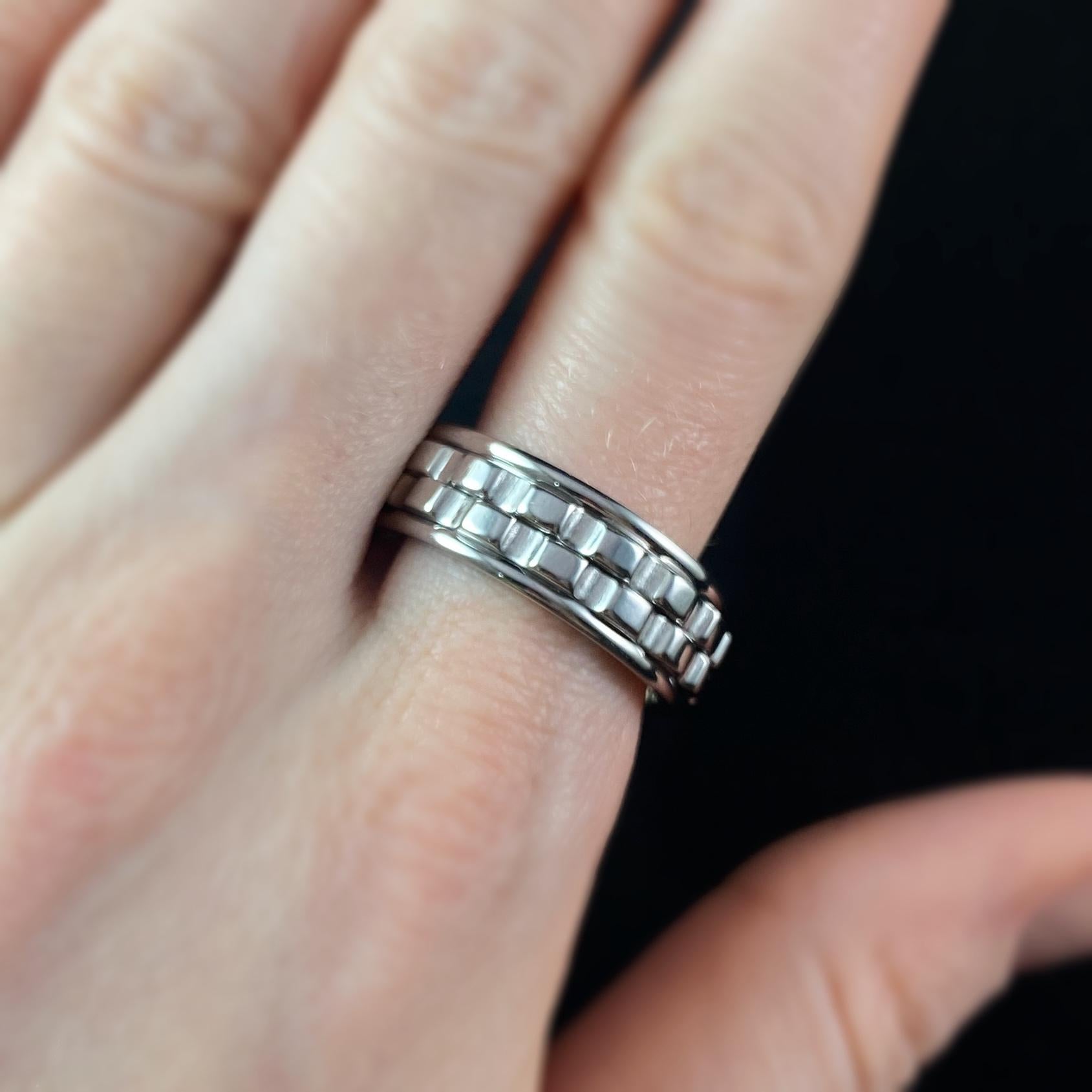 Cogwheel Fidget Spinner Ring, Silver, Made in USA - Peri