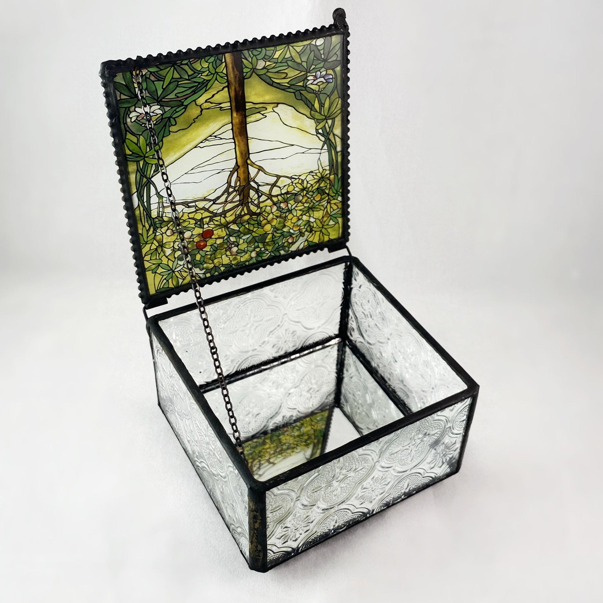 Tiffany Tree of Life Art Glass Keepsake Jewelry Box