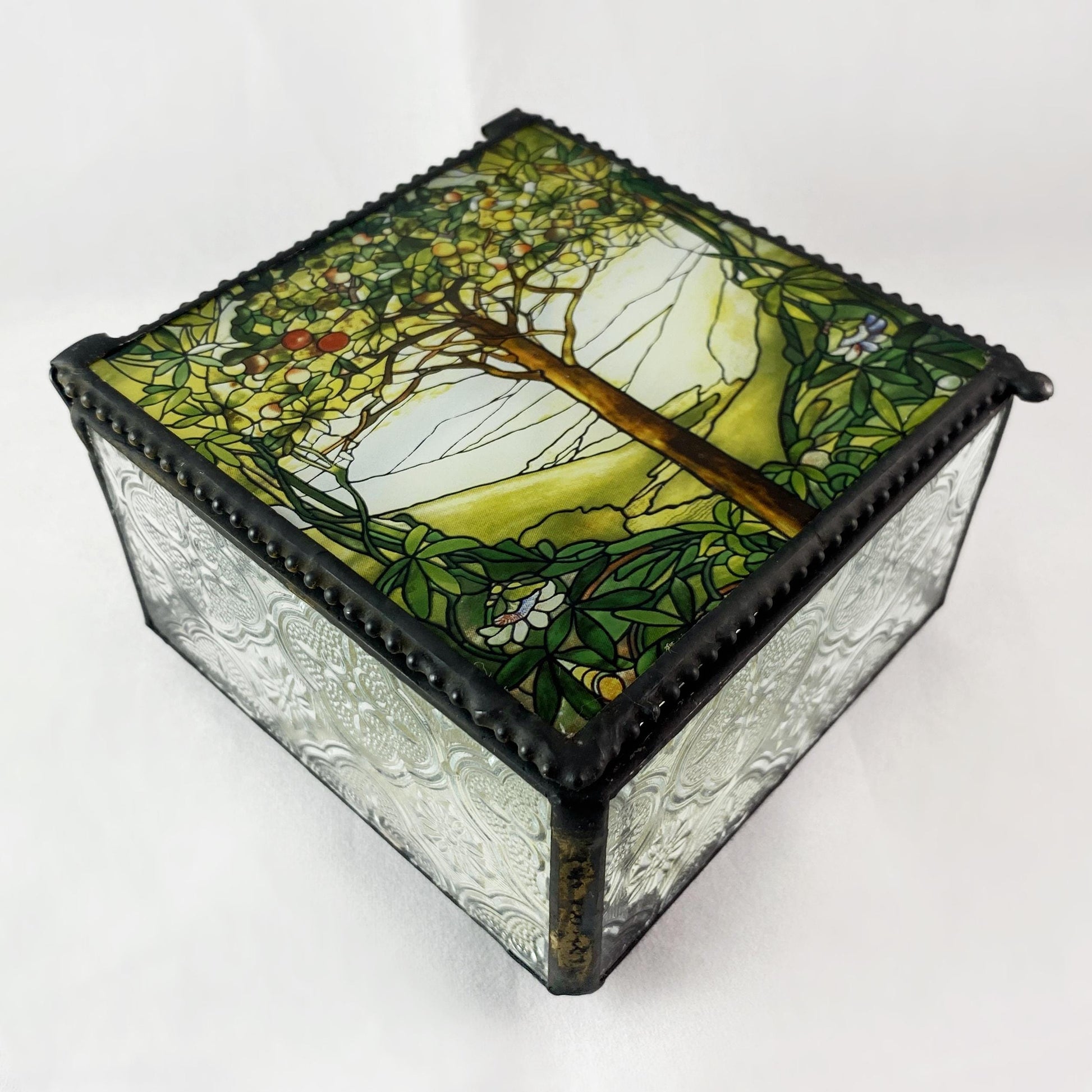 Tiffany Tree of Life Art Glass Keepsake Jewelry Box