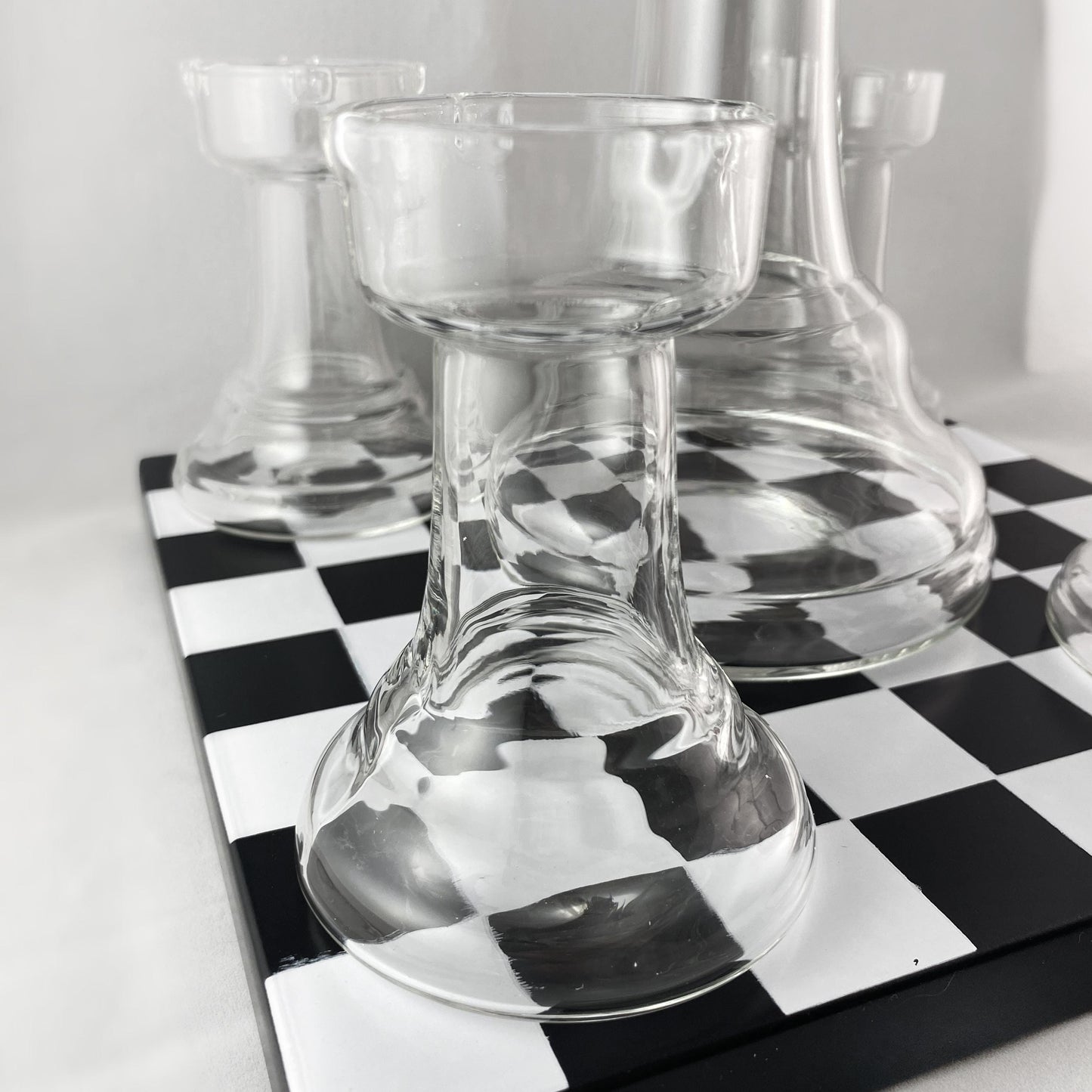 Chess Whiskey Decanter and Set of 4 Whiskey/Shot Glasses