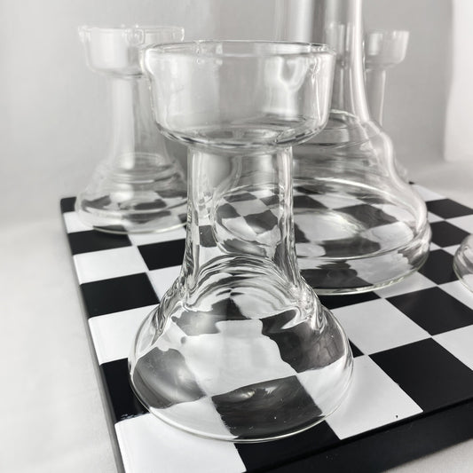 Chess Whiskey Decanter and Set of 4 Whiskey/Shot Glasses