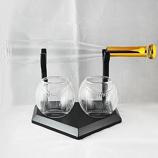 Baseball Bat Whiskey Decanter and Set of 2 Glasses