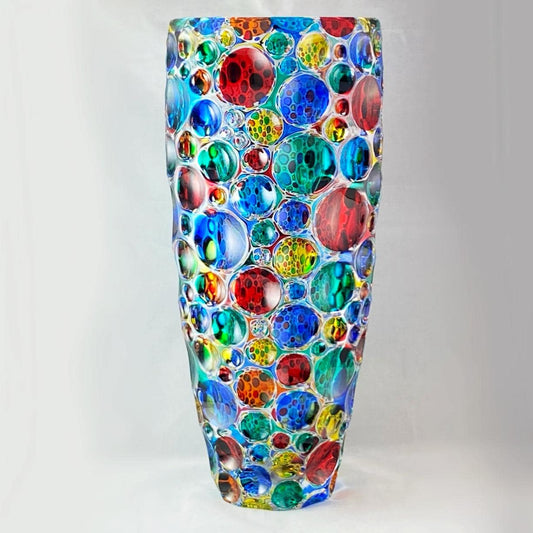 Large Kaleidoscope Venetian Glass Vase - Handmade in Italy, Colorful Murano Glass Vase