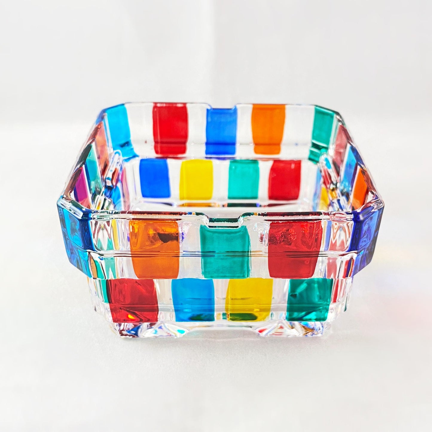 Venetian Glass Square Votive Holder - Handmade in Italy, Colorful Murano Glass