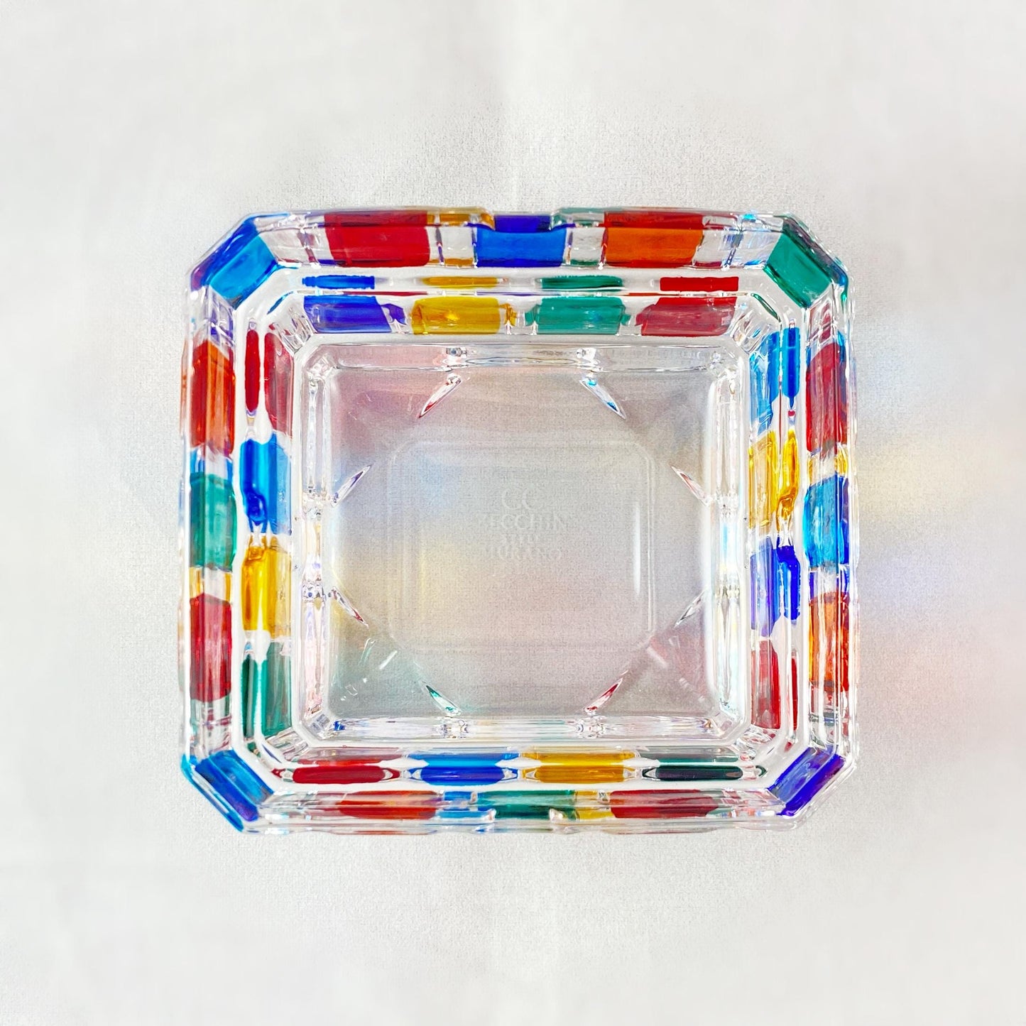 Venetian Glass Square Votive Holder - Handmade in Italy, Colorful Murano Glass