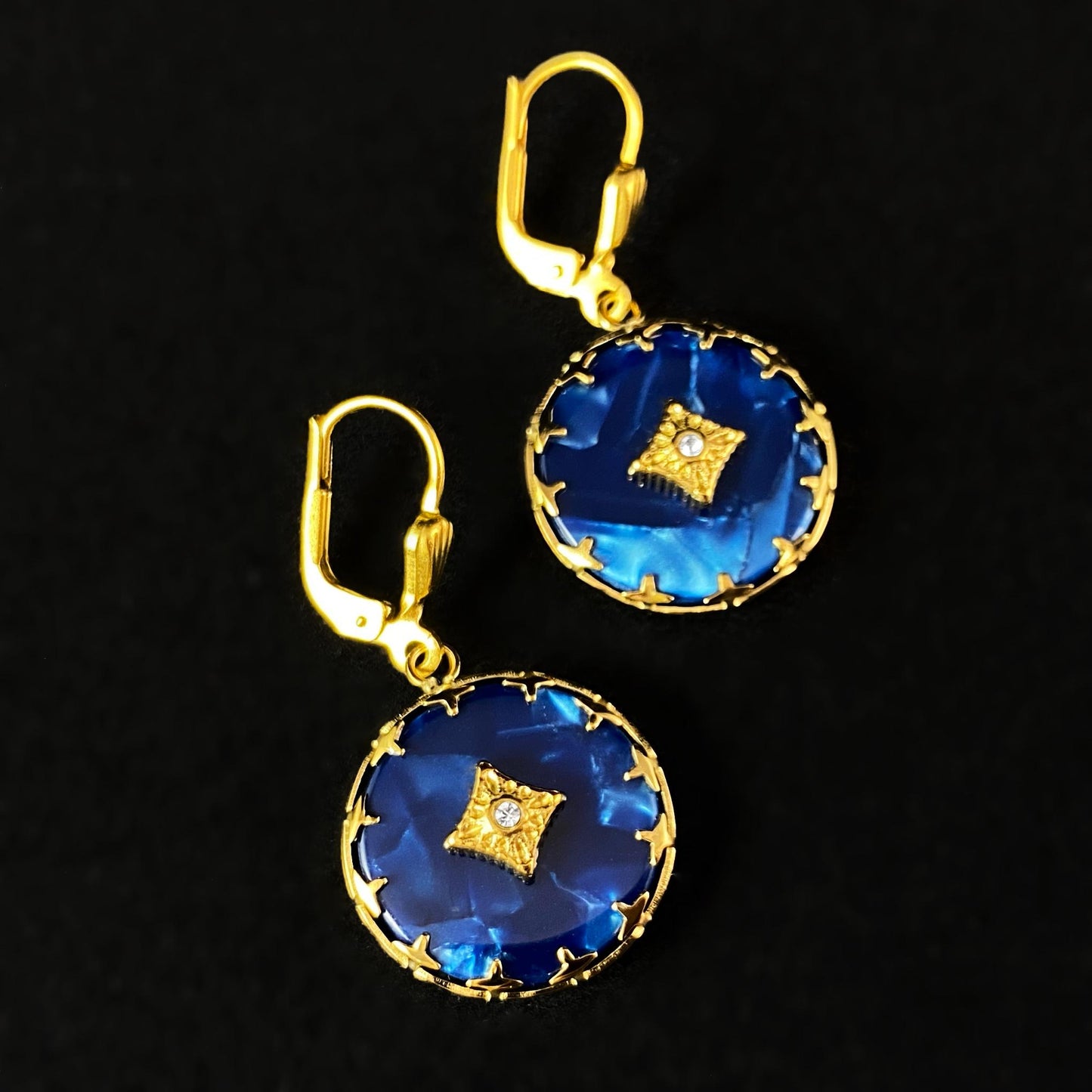 Midnight Blue Drop Earrings - La Vie Parisienne by Catherine Popesco