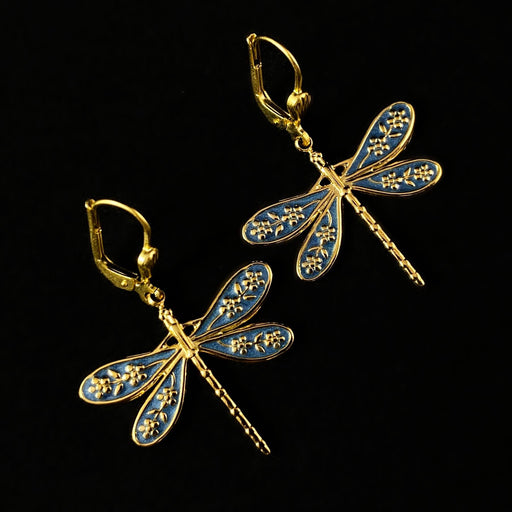 Blue Dragonfly Earrings - La Vie Parisienne by Catherine Popesco
