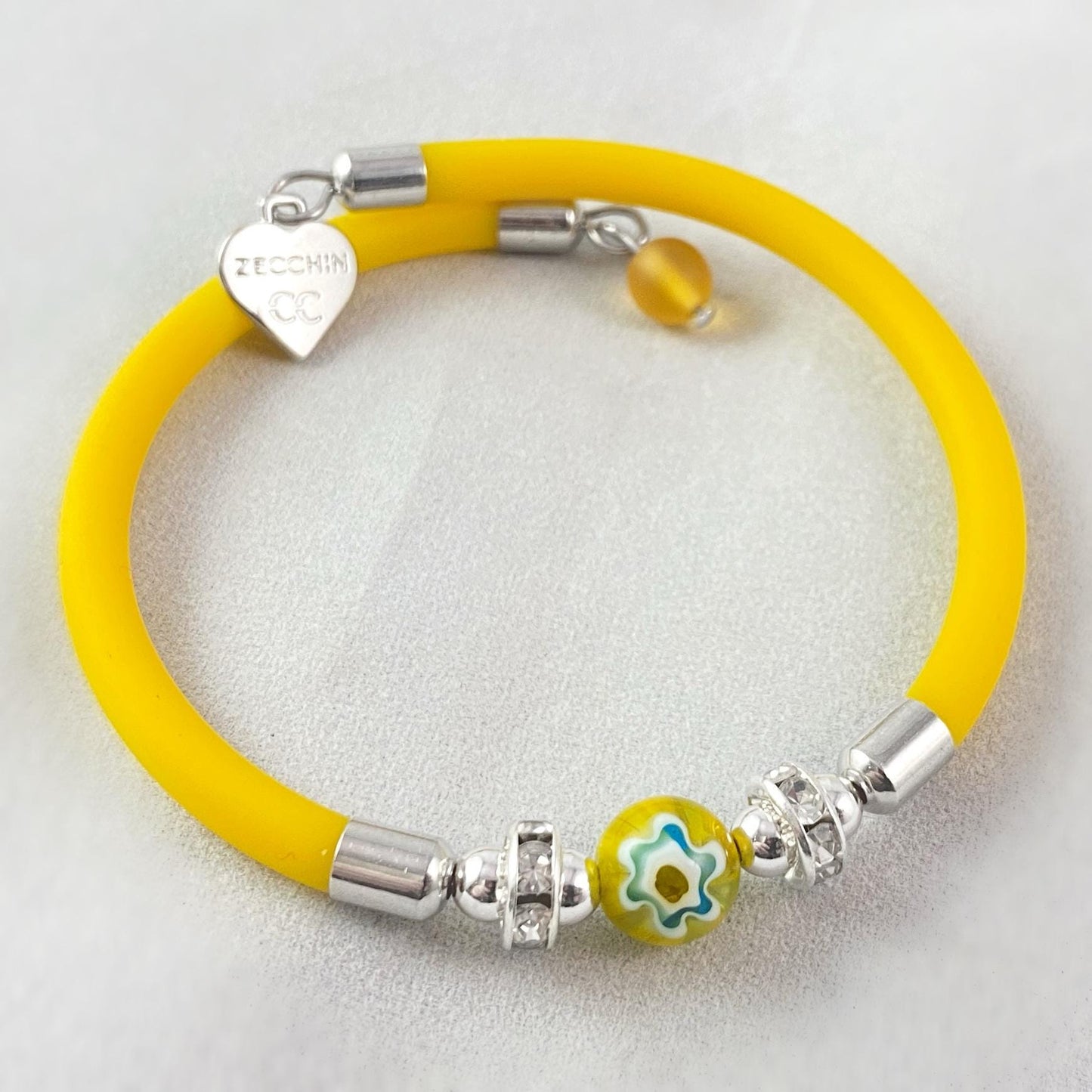 Yellow Single Bead Venetian Glass Bracelet - Handmade in Italy, Colorful Murano Glass