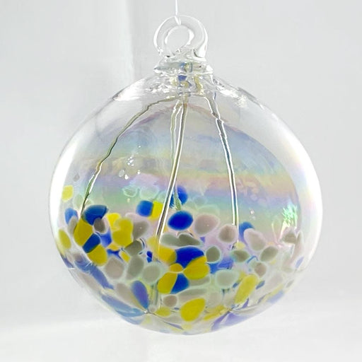 Handmade Glass Witches Ball, #44 - Blue/Yellow