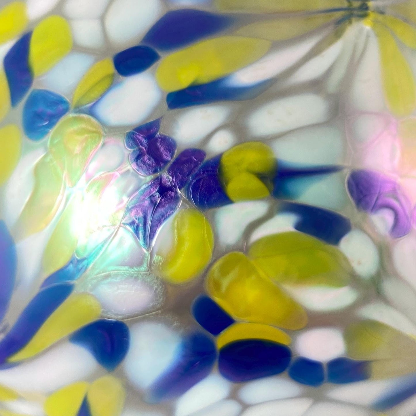 Handmade Glass Witches Ball, #44 - Blue/Yellow