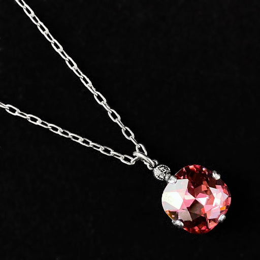 Coral Pink Cushion Cut Swarovski Crystal Pendant Necklace - La Vie Parisienne by Catherine Popesco