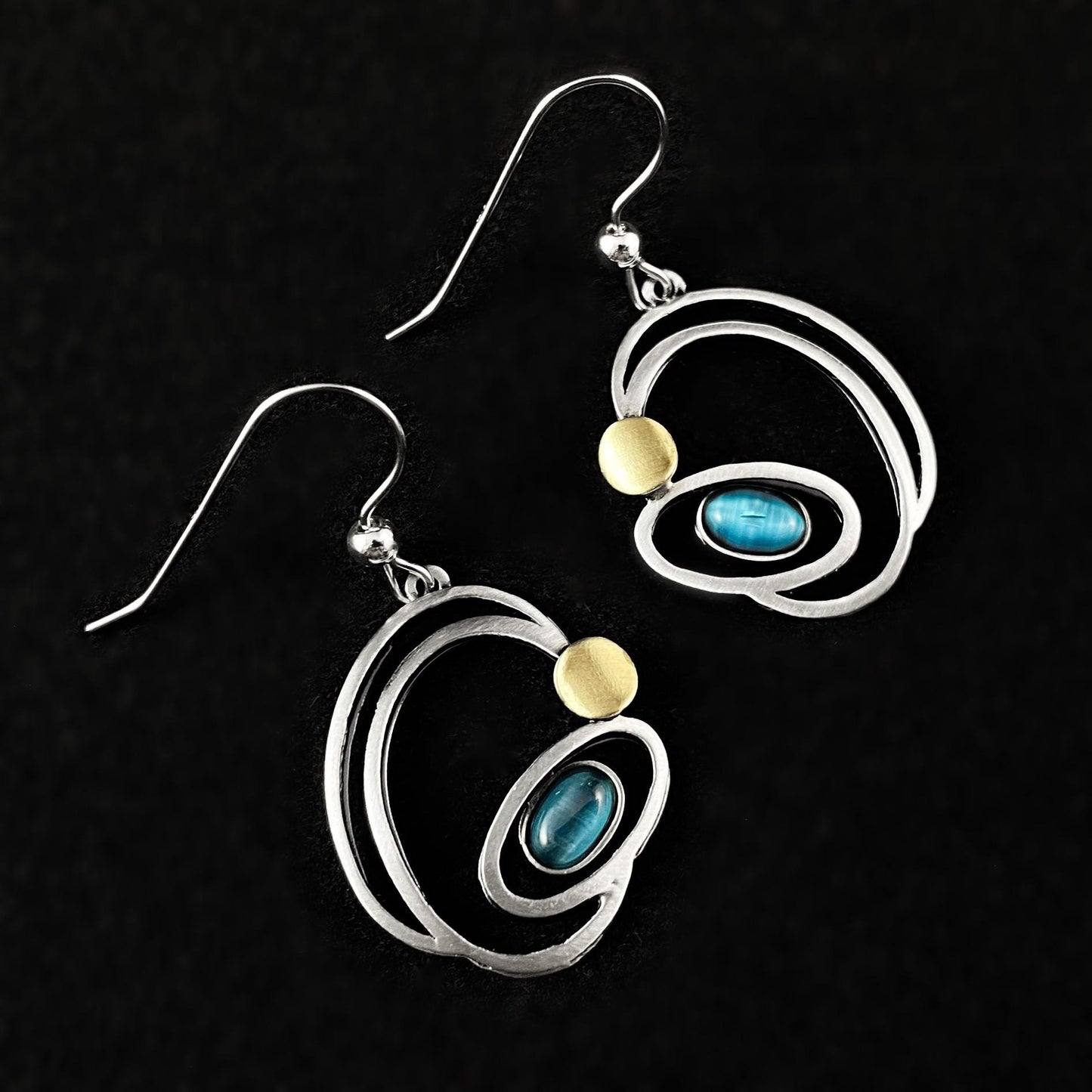 Lightweight Handmade Geometric Aluminum Earrings, Blue/Silver Revolve