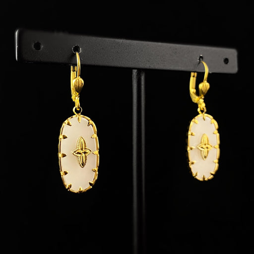 White Oval Drop Earrings - La Vie Parisienne by Catherine Popesco