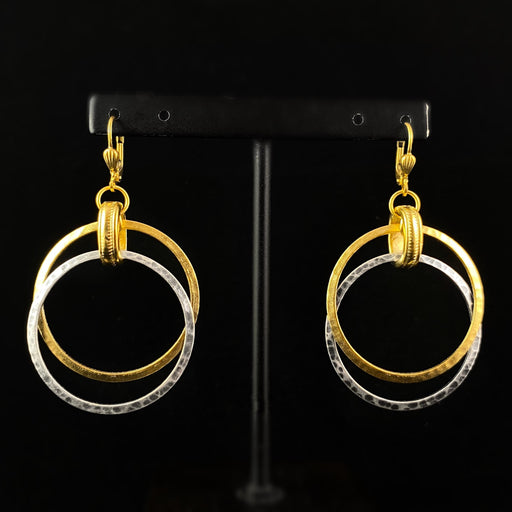 Two Tone Hammered Hoop Earrings - La Vie Parisienne by Catherine Popesco