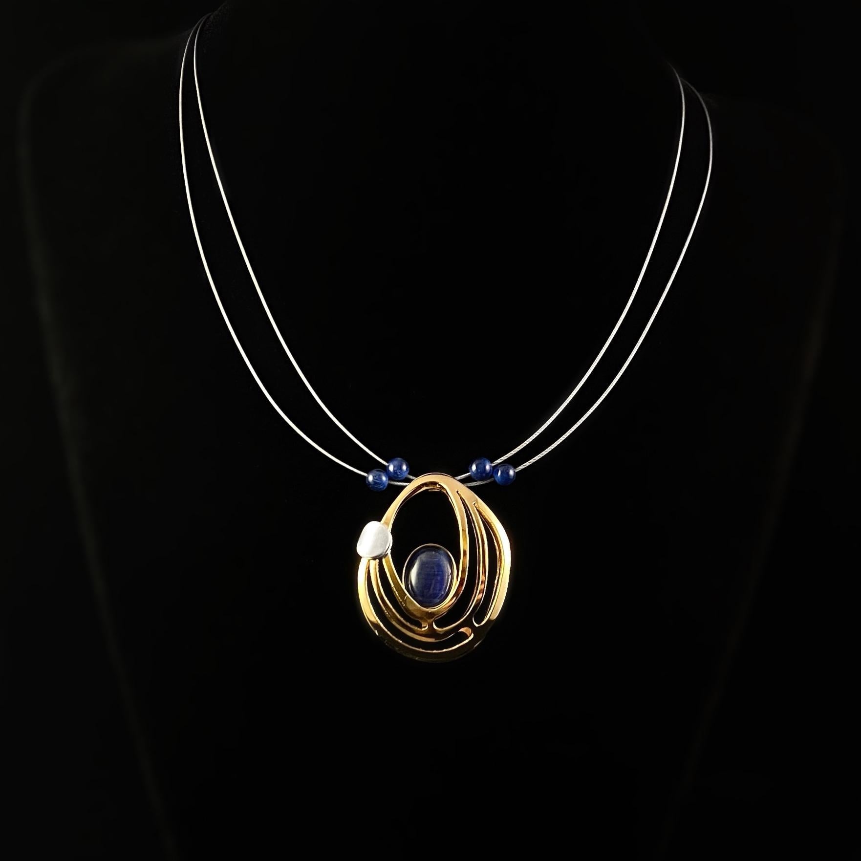 Lightweight Handmade Geometric Aluminum Necklace, Gold/Blue Satellite