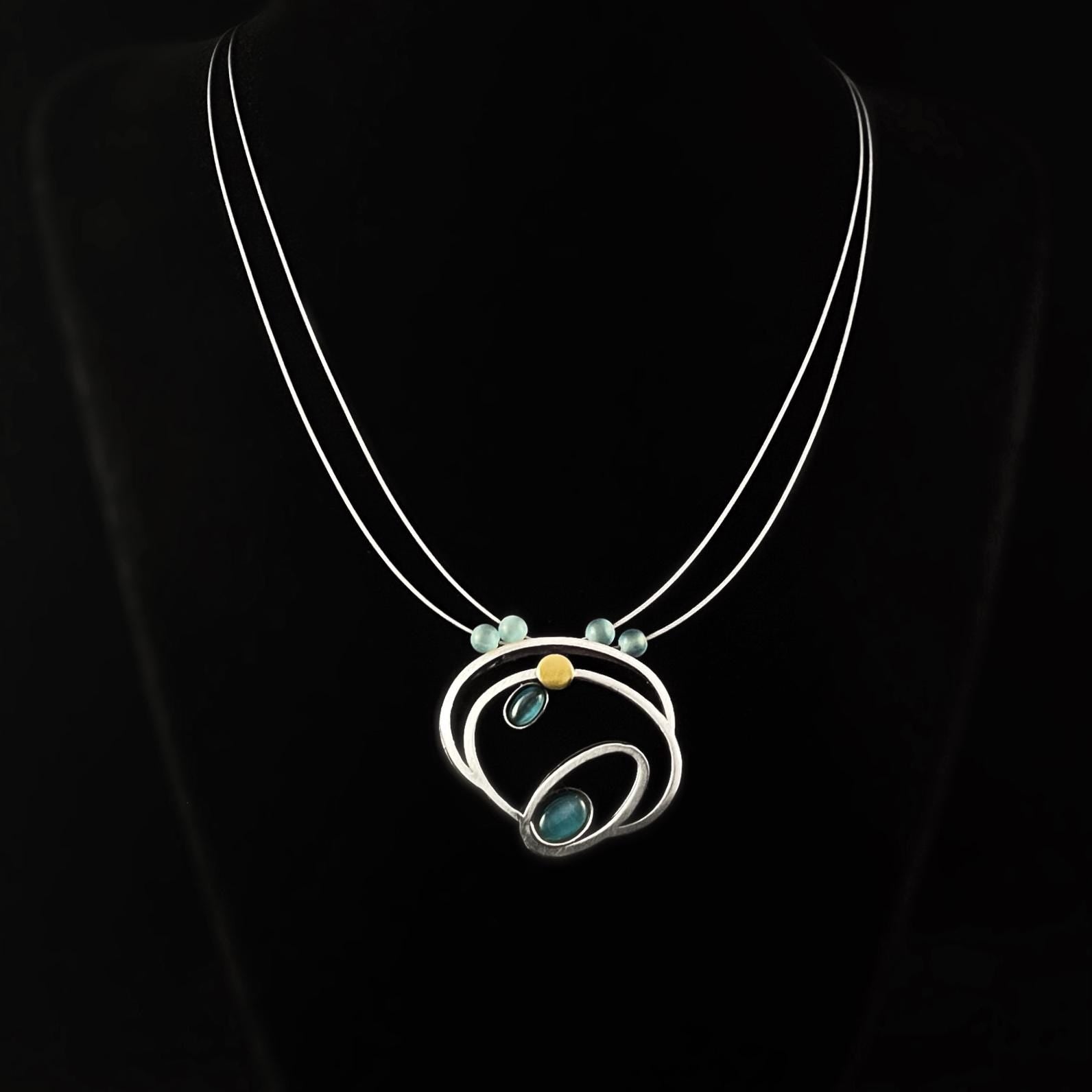 Lightweight Handmade Geometric Aluminum Necklace, Blue/Silver Revolve