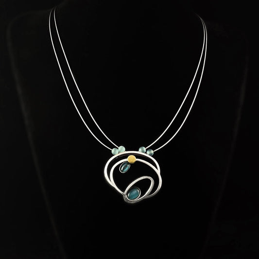 Lightweight Handmade Geometric Aluminum Necklace, Blue/Silver Revolve