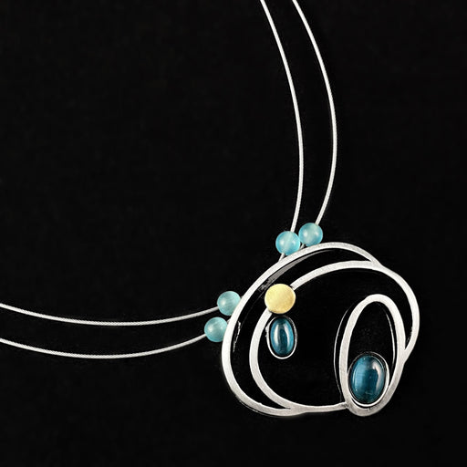 Lightweight Handmade Geometric Aluminum Necklace, Blue/Silver Revolve