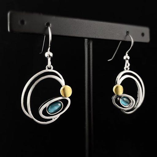 Lightweight Handmade Geometric Aluminum Earrings, Blue/Silver Revolve
