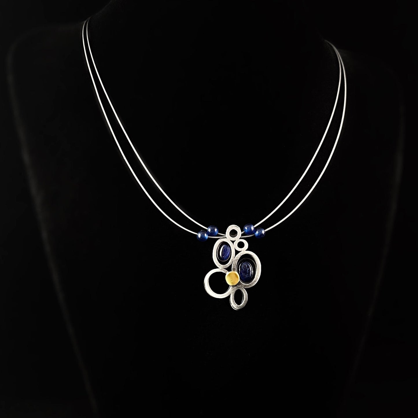 Lightweight Handmade Geometric Aluminum Necklace, Blue/Silver Raincloud
