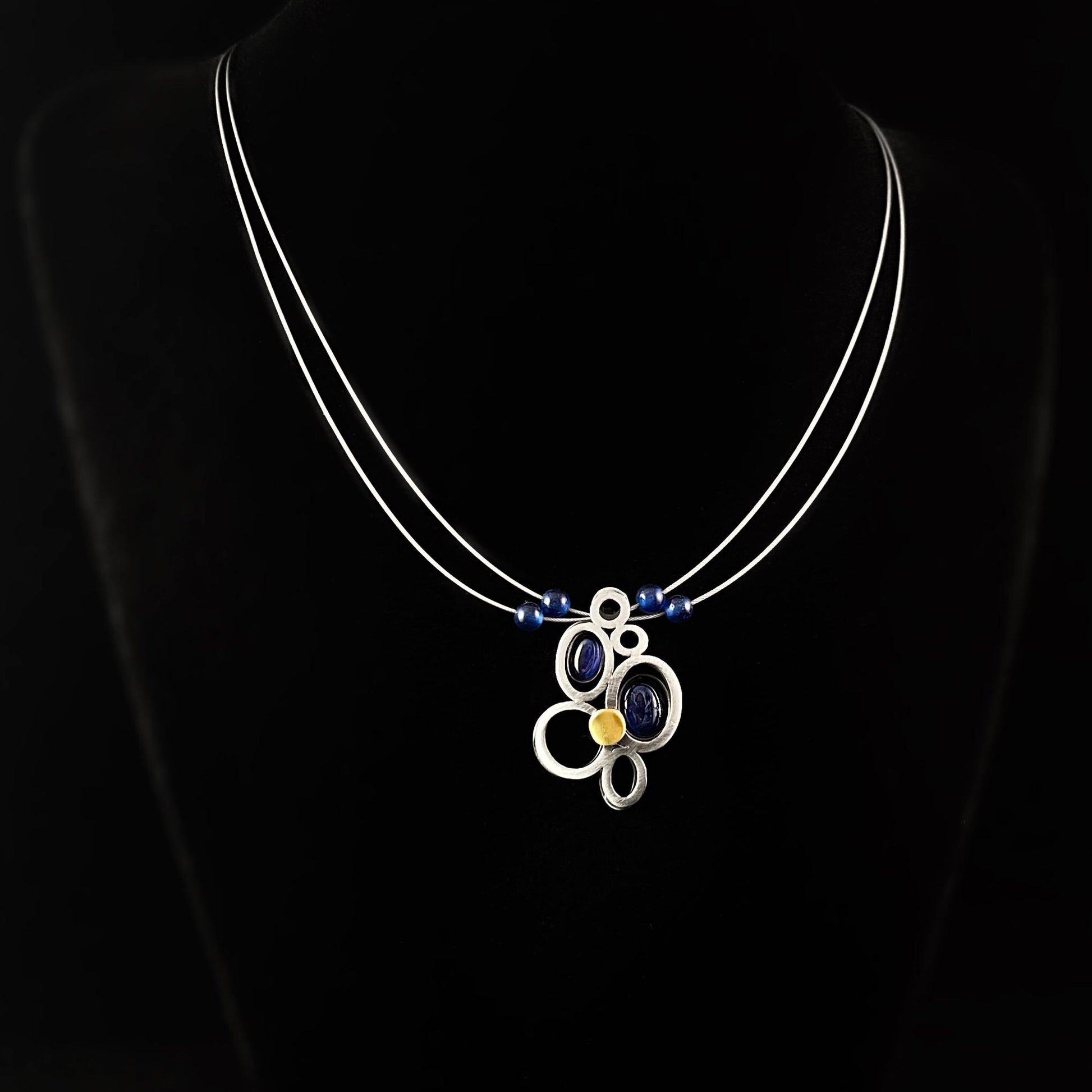 Lightweight Handmade Geometric Aluminum Necklace, Blue/Silver Raincloud