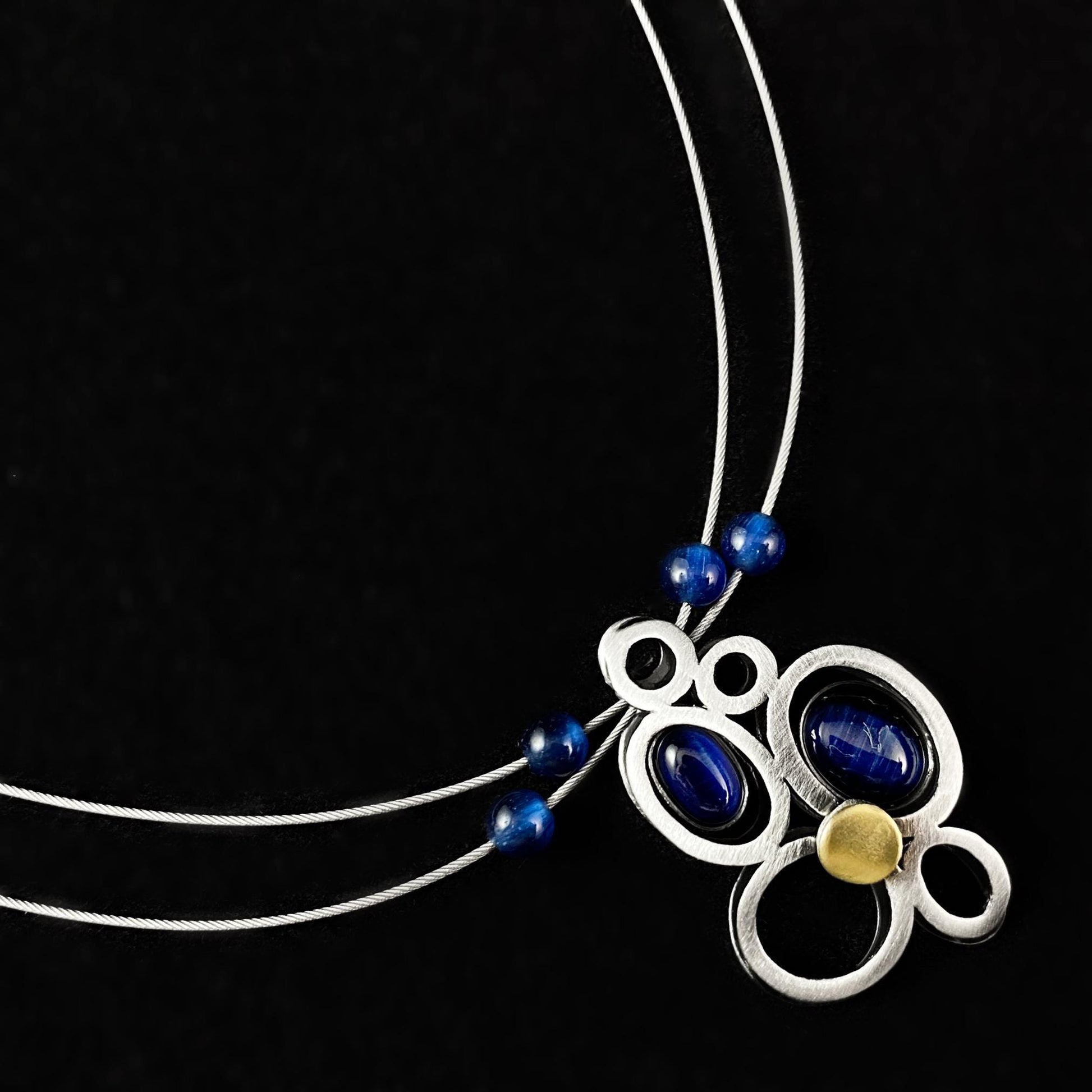 Lightweight Handmade Geometric Aluminum Necklace, Blue/Silver Raincloud