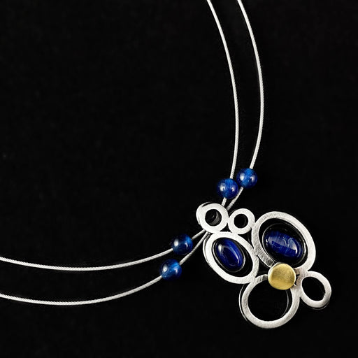 Lightweight Handmade Geometric Aluminum Necklace, Blue/Silver Raincloud