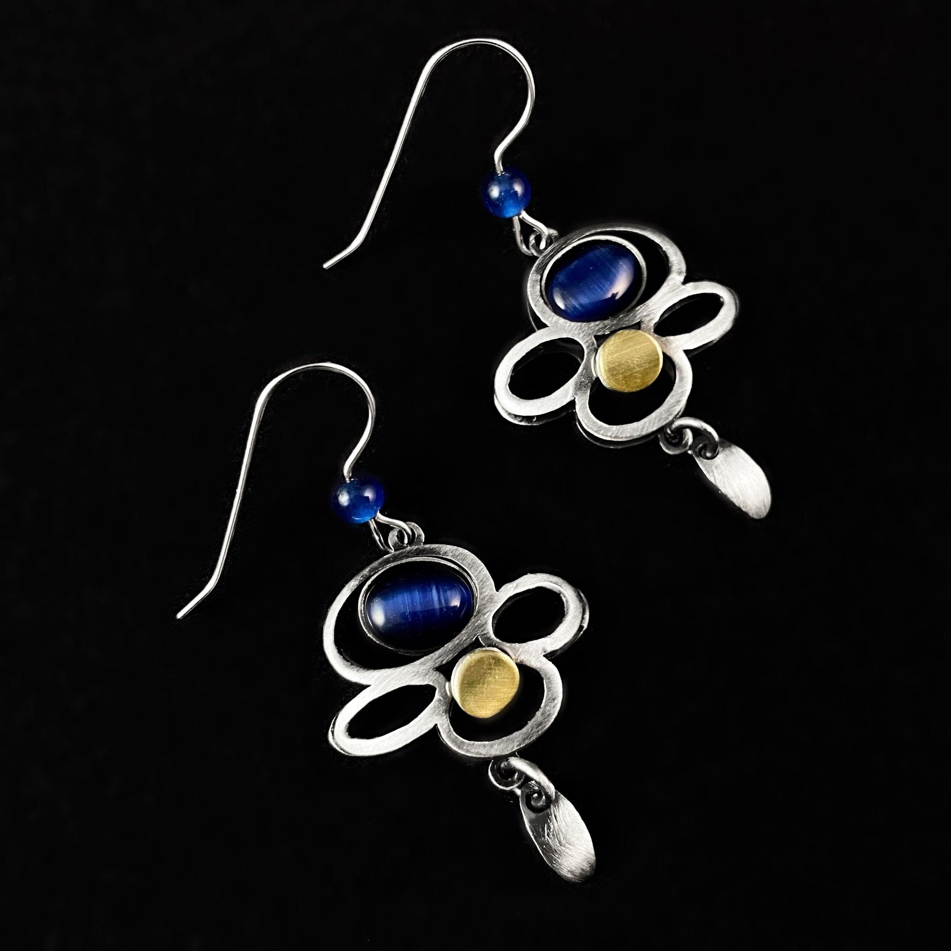 Lightweight Handmade Geometric Aluminum Earrings, Blue/Silver Raincloud