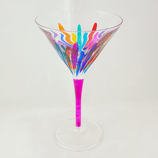 Incanto Pink Stem Venetian Martini Glass - Handmade in Italy, Colorful Murano Glass