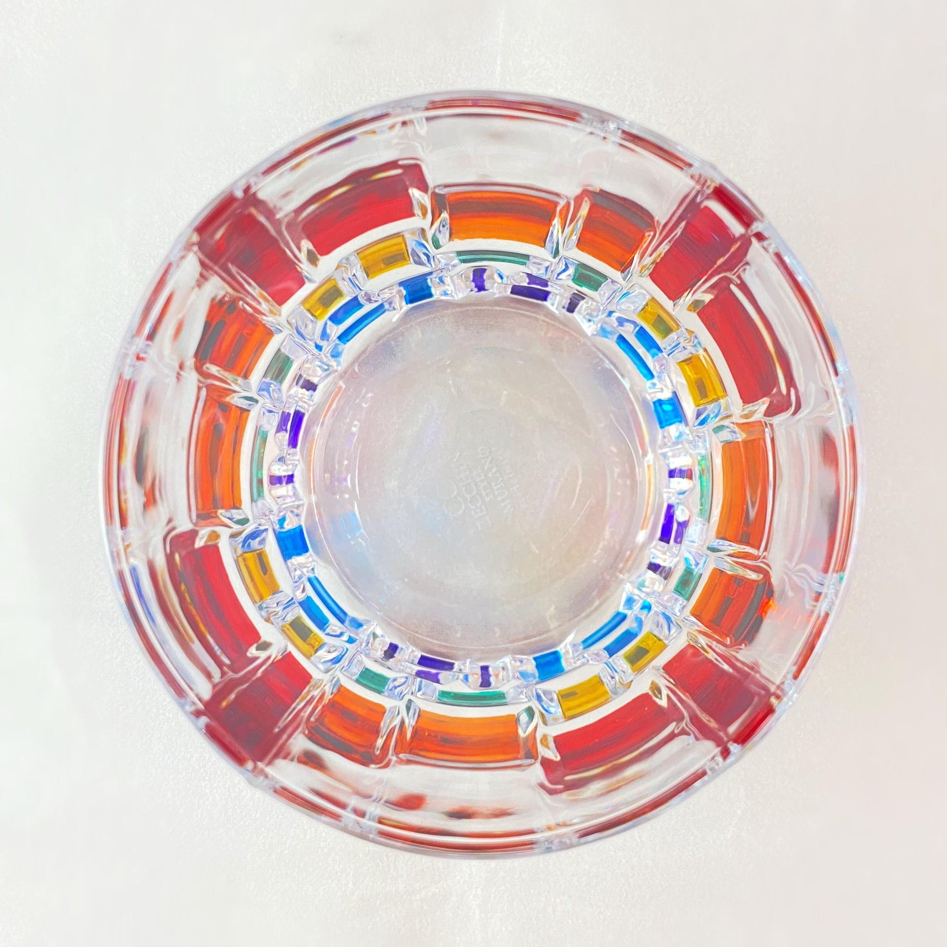 Venetian Glass Frank Lloyd Wright Rainbow Whiskey Tumbler - Handmade in Italy, Colorful Murano Glass