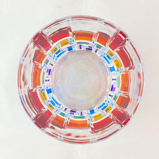 Venetian Glass Frank Lloyd Wright Rainbow Whiskey Tumbler - Handmade in Italy, Colorful Murano Glass