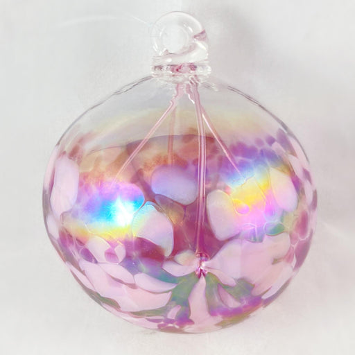 Handmade Glass Witches Ball, #56 - Iridescent Light/Dark Pink