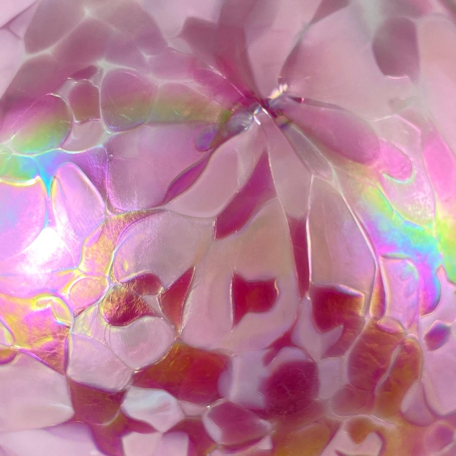Handmade Glass Witches Ball, #56 - Iridescent Light/Dark Pink