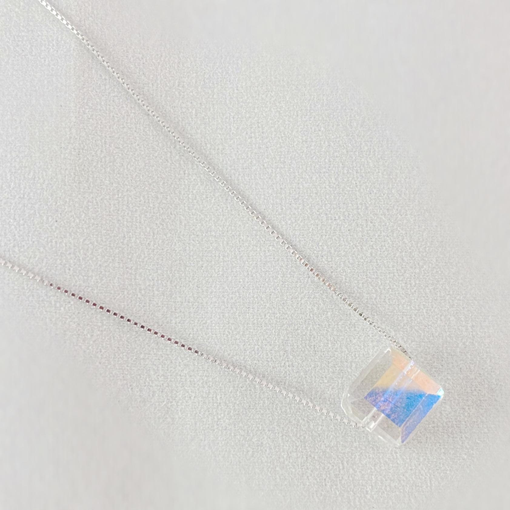 Sugar Cube Crystal Pendant Necklace, Made in USA - Peri